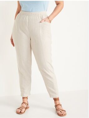 OLD NAVY Heigh-Waisted Cropped Linen Blend Pants